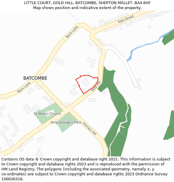 LITTLE COURT, GOLD HILL, BATCOMBE, SHEPTON MALLET, BA4 6HF: Location map and indicative extent of plot