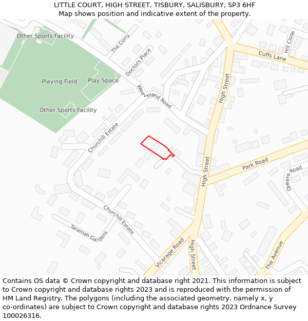LITTLE COURT, HIGH STREET, TISBURY, SALISBURY, SP3 6HF: Location map and indicative extent of plot