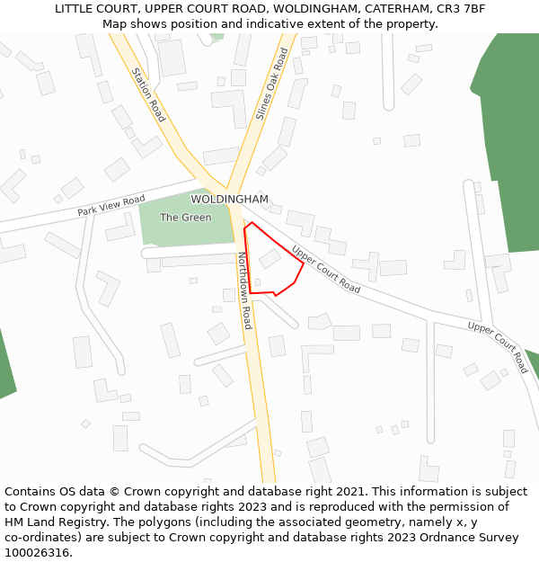 LITTLE COURT, UPPER COURT ROAD, WOLDINGHAM, CATERHAM, CR3 7BF: Location map and indicative extent of plot