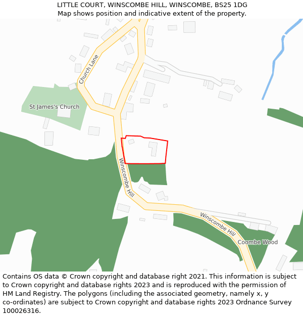 LITTLE COURT, WINSCOMBE HILL, WINSCOMBE, BS25 1DG: Location map and indicative extent of plot