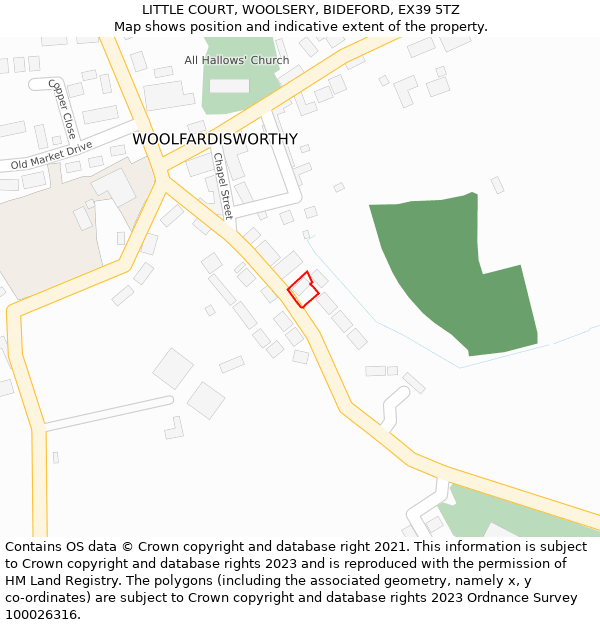 LITTLE COURT, WOOLSERY, BIDEFORD, EX39 5TZ: Location map and indicative extent of plot