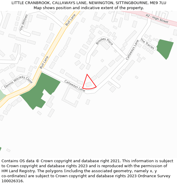 LITTLE CRANBROOK, CALLAWAYS LANE, NEWINGTON, SITTINGBOURNE, ME9 7LU: Location map and indicative extent of plot