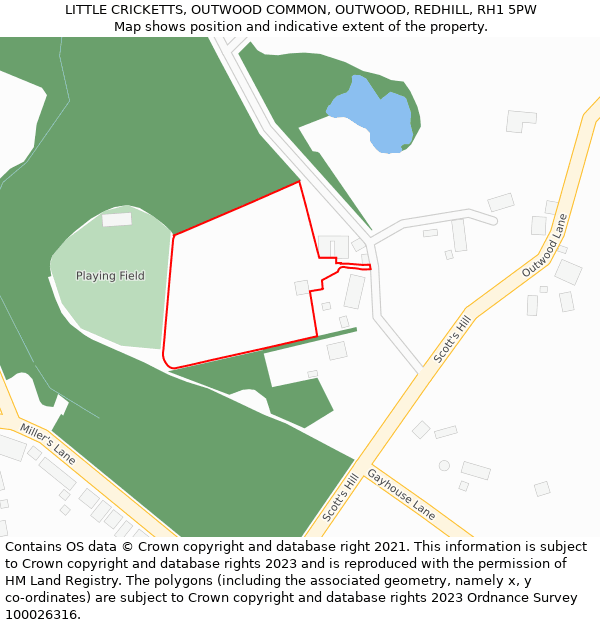 LITTLE CRICKETTS, OUTWOOD COMMON, OUTWOOD, REDHILL, RH1 5PW: Location map and indicative extent of plot