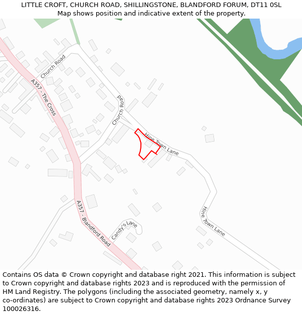 LITTLE CROFT, CHURCH ROAD, SHILLINGSTONE, BLANDFORD FORUM, DT11 0SL: Location map and indicative extent of plot