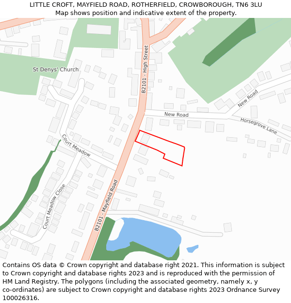 LITTLE CROFT, MAYFIELD ROAD, ROTHERFIELD, CROWBOROUGH, TN6 3LU: Location map and indicative extent of plot