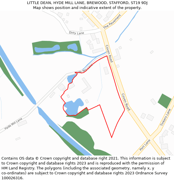 LITTLE DEAN, HYDE MILL LANE, BREWOOD, STAFFORD, ST19 9DJ: Location map and indicative extent of plot