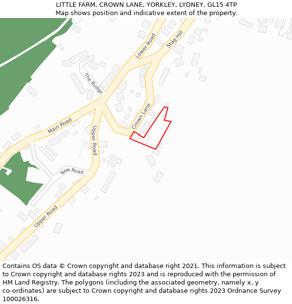 LITTLE FARM, CROWN LANE, YORKLEY, LYDNEY, GL15 4TP: Location map and indicative extent of plot