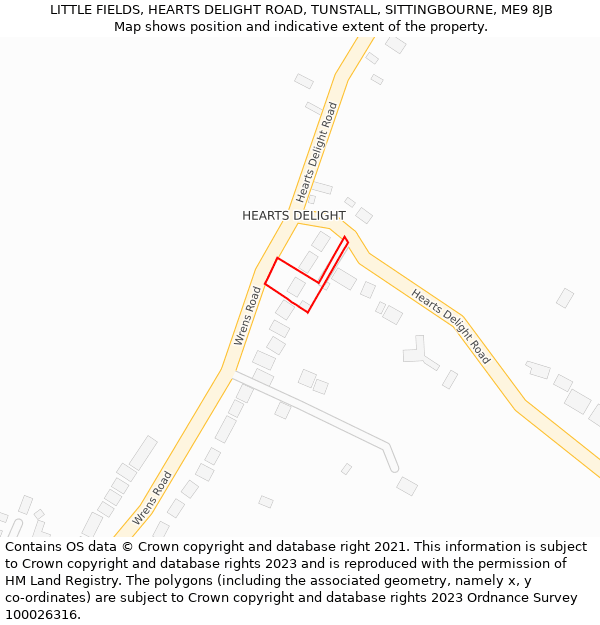 LITTLE FIELDS, HEARTS DELIGHT ROAD, TUNSTALL, SITTINGBOURNE, ME9 8JB: Location map and indicative extent of plot