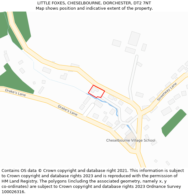 LITTLE FOXES, CHESELBOURNE, DORCHESTER, DT2 7NT: Location map and indicative extent of plot
