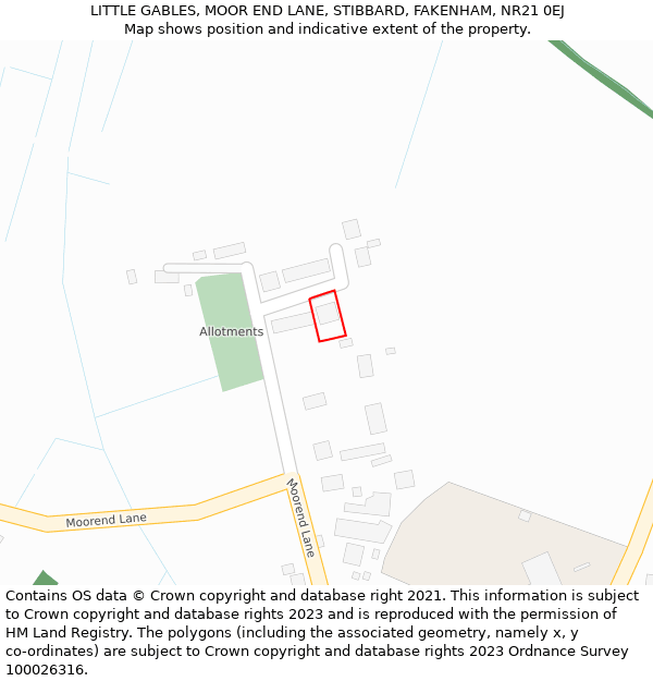 LITTLE GABLES, MOOR END LANE, STIBBARD, FAKENHAM, NR21 0EJ: Location map and indicative extent of plot