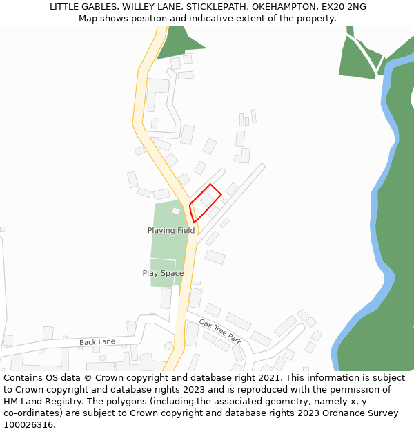 LITTLE GABLES, WILLEY LANE, STICKLEPATH, OKEHAMPTON, EX20 2NG: Location map and indicative extent of plot