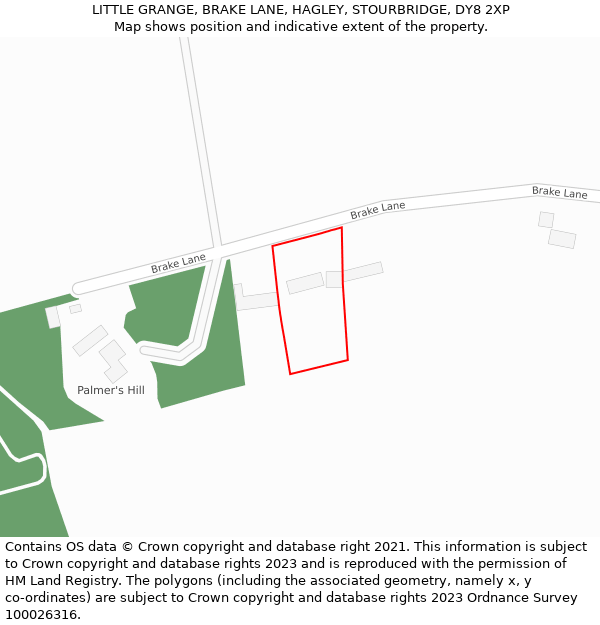 LITTLE GRANGE, BRAKE LANE, HAGLEY, STOURBRIDGE, DY8 2XP: Location map and indicative extent of plot