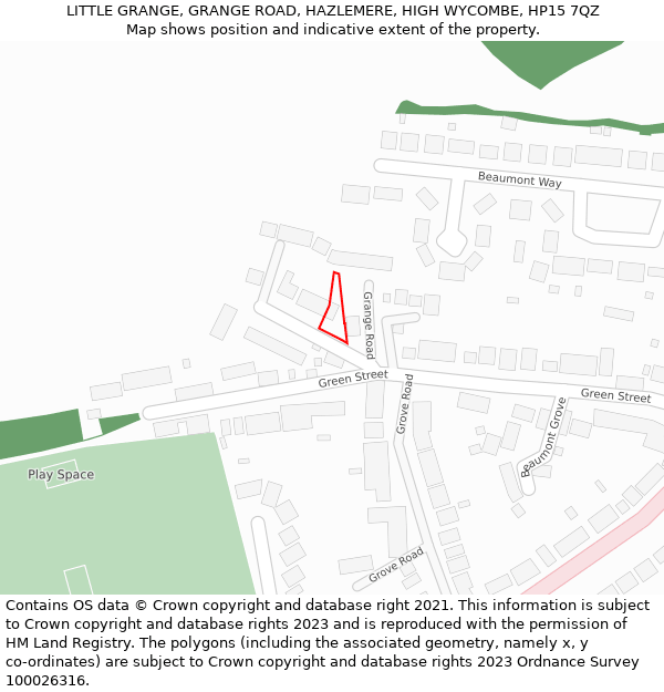 LITTLE GRANGE, GRANGE ROAD, HAZLEMERE, HIGH WYCOMBE, HP15 7QZ: Location map and indicative extent of plot