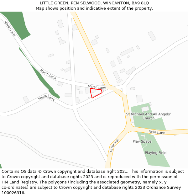 LITTLE GREEN, PEN SELWOOD, WINCANTON, BA9 8LQ: Location map and indicative extent of plot