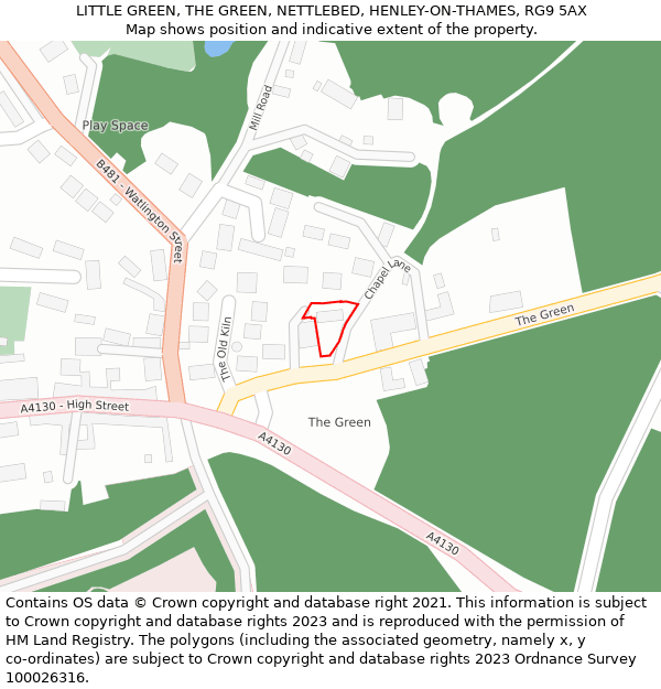 LITTLE GREEN, THE GREEN, NETTLEBED, HENLEY-ON-THAMES, RG9 5AX: Location map and indicative extent of plot