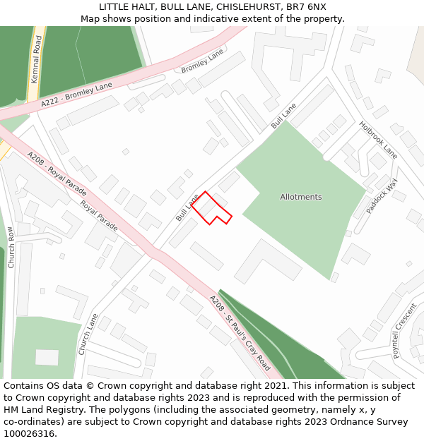LITTLE HALT, BULL LANE, CHISLEHURST, BR7 6NX: Location map and indicative extent of plot