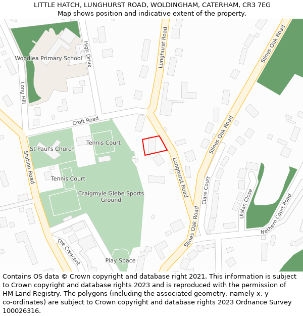 LITTLE HATCH, LUNGHURST ROAD, WOLDINGHAM, CATERHAM, CR3 7EG: Location map and indicative extent of plot