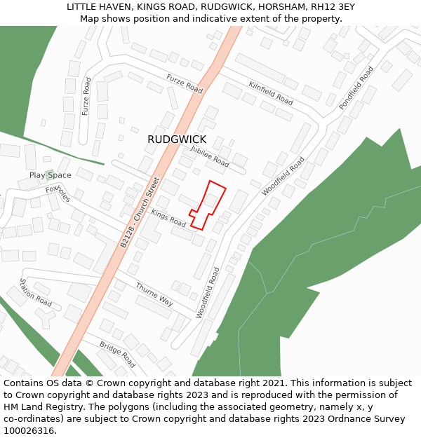 LITTLE HAVEN, KINGS ROAD, RUDGWICK, HORSHAM, RH12 3EY: Location map and indicative extent of plot