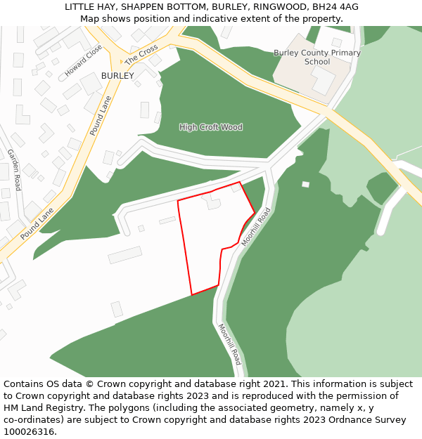 LITTLE HAY, SHAPPEN BOTTOM, BURLEY, RINGWOOD, BH24 4AG: Location map and indicative extent of plot