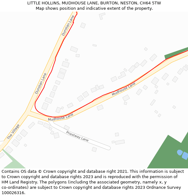 LITTLE HOLLINS, MUDHOUSE LANE, BURTON, NESTON, CH64 5TW: Location map and indicative extent of plot