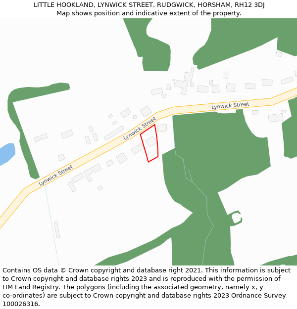 LITTLE HOOKLAND, LYNWICK STREET, RUDGWICK, HORSHAM, RH12 3DJ: Location map and indicative extent of plot