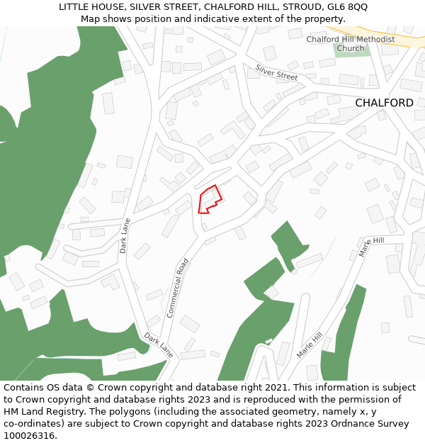 LITTLE HOUSE, SILVER STREET, CHALFORD HILL, STROUD, GL6 8QQ: Location map and indicative extent of plot