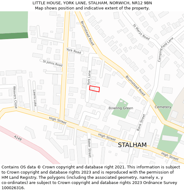 LITTLE HOUSE, YORK LANE, STALHAM, NORWICH, NR12 9BN: Location map and indicative extent of plot