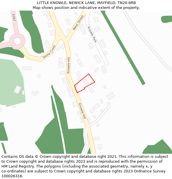 LITTLE KNOWLE, NEWICK LANE, MAYFIELD, TN20 6RB: Location map and indicative extent of plot