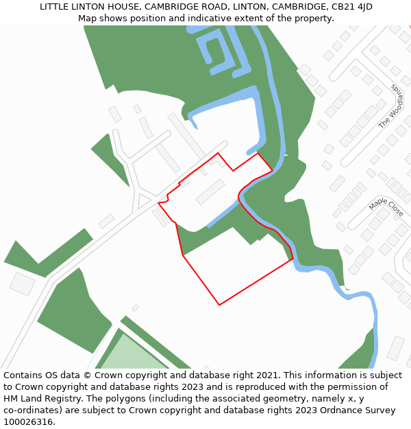 LITTLE LINTON HOUSE, CAMBRIDGE ROAD, LINTON, CAMBRIDGE, CB21 4JD: Location map and indicative extent of plot