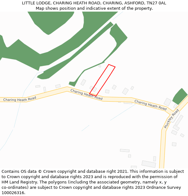 LITTLE LODGE, CHARING HEATH ROAD, CHARING, ASHFORD, TN27 0AL: Location map and indicative extent of plot