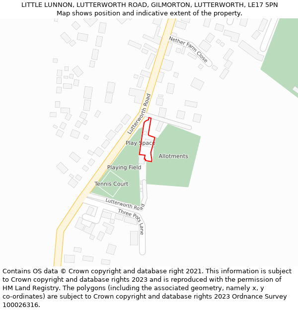 LITTLE LUNNON, LUTTERWORTH ROAD, GILMORTON, LUTTERWORTH, LE17 5PN: Location map and indicative extent of plot