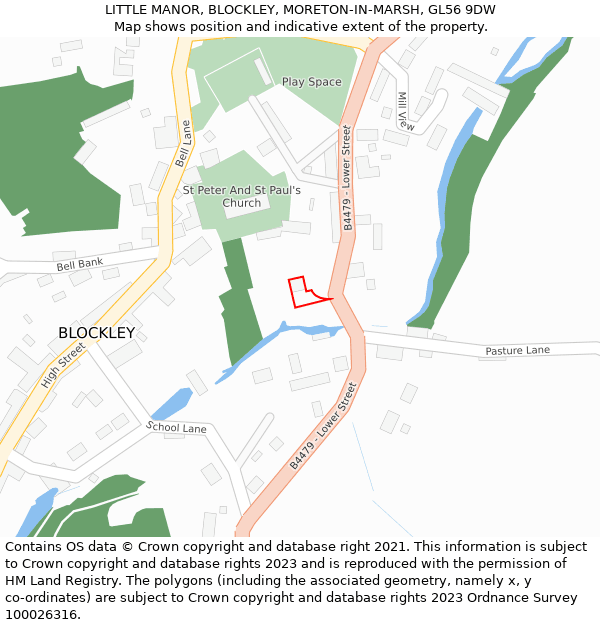 LITTLE MANOR, BLOCKLEY, MORETON-IN-MARSH, GL56 9DW: Location map and indicative extent of plot