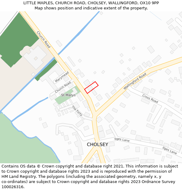 LITTLE MAPLES, CHURCH ROAD, CHOLSEY, WALLINGFORD, OX10 9PP: Location map and indicative extent of plot