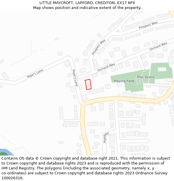 LITTLE MAYCROFT, LAPFORD, CREDITON, EX17 6PX: Location map and indicative extent of plot