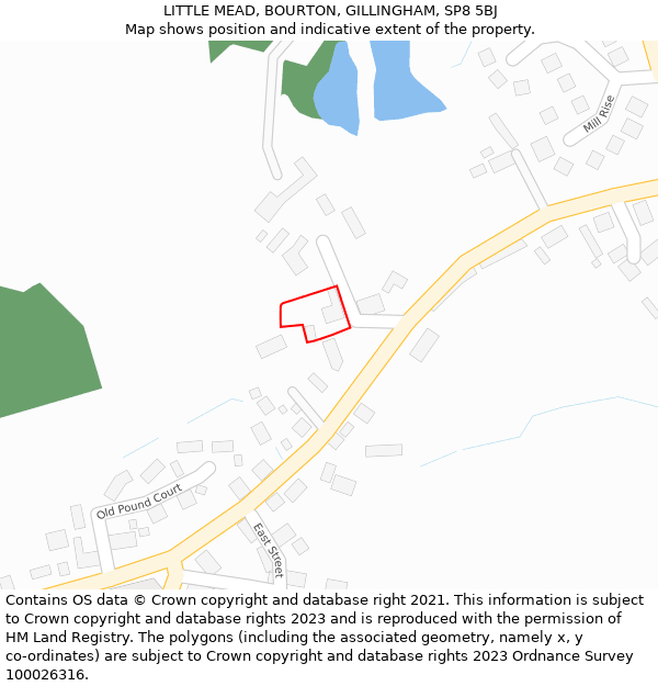 LITTLE MEAD, BOURTON, GILLINGHAM, SP8 5BJ: Location map and indicative extent of plot