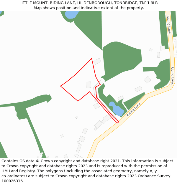 LITTLE MOUNT, RIDING LANE, HILDENBOROUGH, TONBRIDGE, TN11 9LR: Location map and indicative extent of plot