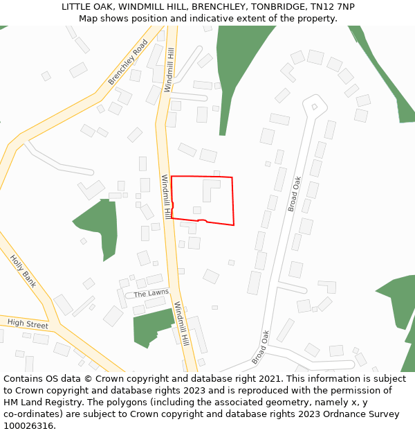 LITTLE OAK, WINDMILL HILL, BRENCHLEY, TONBRIDGE, TN12 7NP: Location map and indicative extent of plot