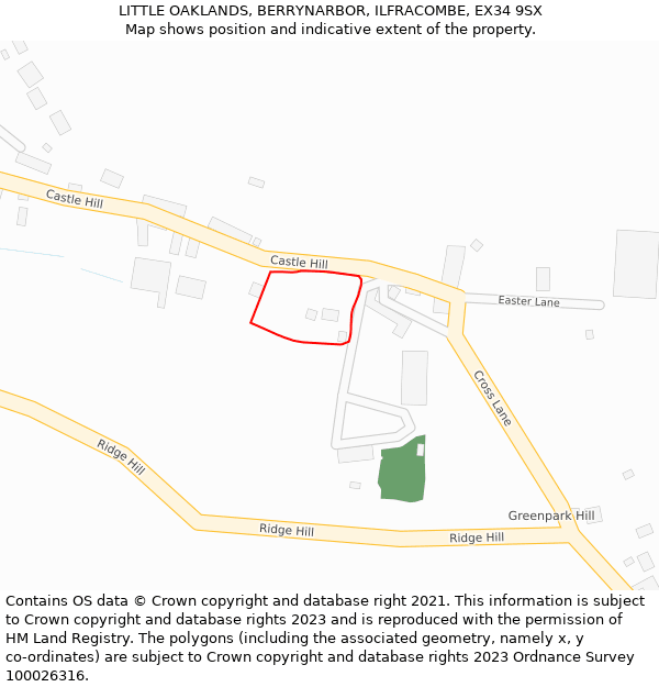 LITTLE OAKLANDS, BERRYNARBOR, ILFRACOMBE, EX34 9SX: Location map and indicative extent of plot