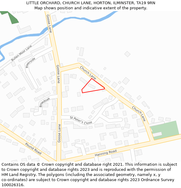 LITTLE ORCHARD, CHURCH LANE, HORTON, ILMINSTER, TA19 9RN: Location map and indicative extent of plot