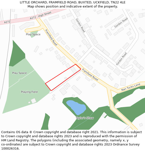 LITTLE ORCHARD, FRAMFIELD ROAD, BUXTED, UCKFIELD, TN22 4LE: Location map and indicative extent of plot