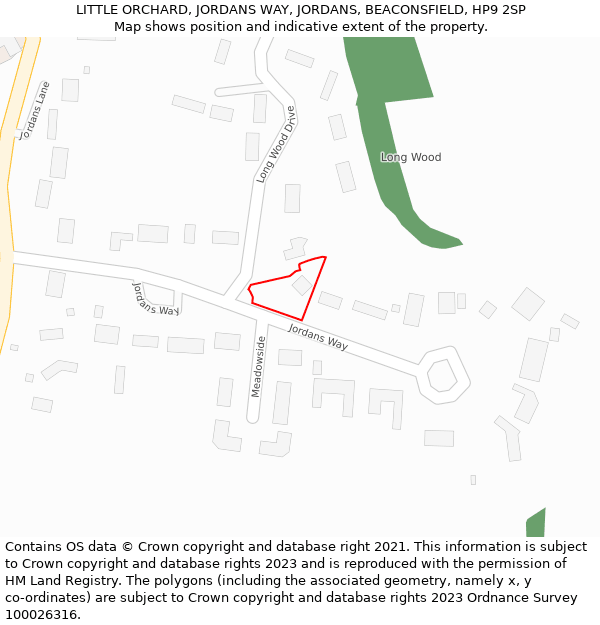 LITTLE ORCHARD, JORDANS WAY, JORDANS, BEACONSFIELD, HP9 2SP: Location map and indicative extent of plot