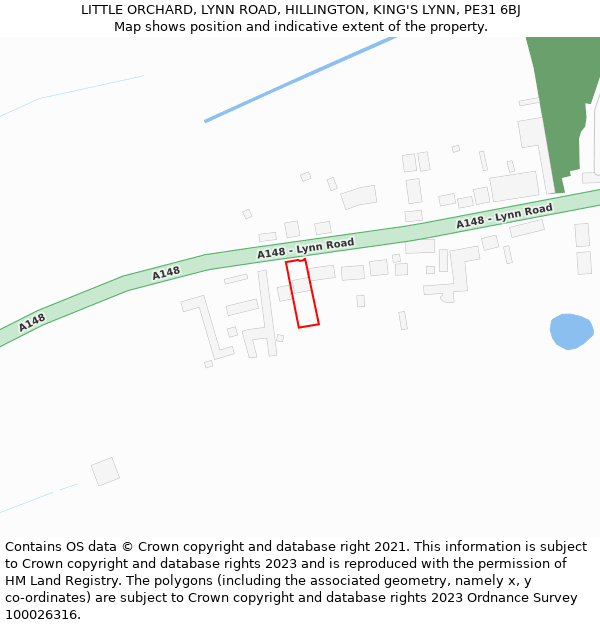 LITTLE ORCHARD, LYNN ROAD, HILLINGTON, KING'S LYNN, PE31 6BJ: Location map and indicative extent of plot