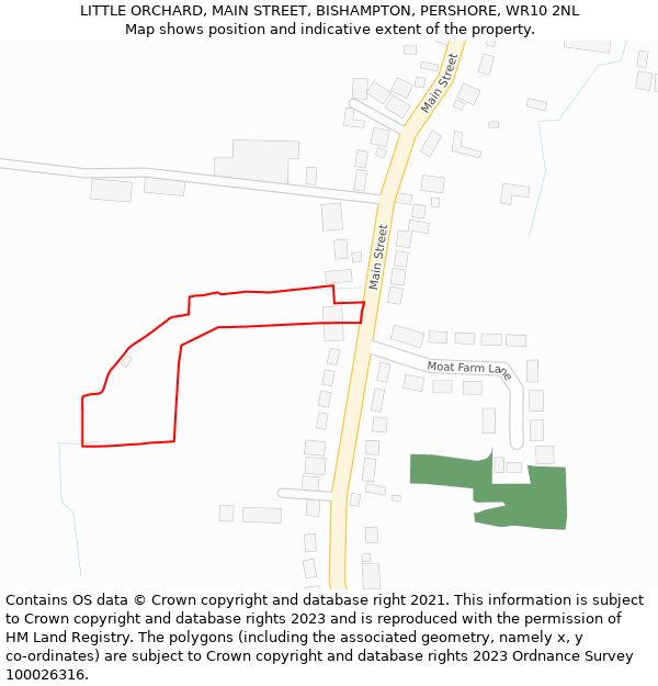 LITTLE ORCHARD, MAIN STREET, BISHAMPTON, PERSHORE, WR10 2NL: Location map and indicative extent of plot