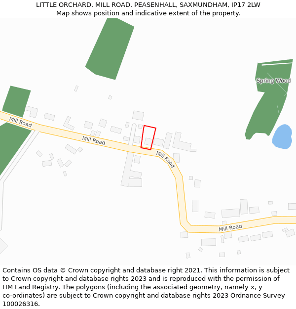 LITTLE ORCHARD, MILL ROAD, PEASENHALL, SAXMUNDHAM, IP17 2LW: Location map and indicative extent of plot