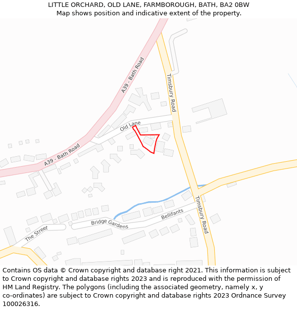 LITTLE ORCHARD, OLD LANE, FARMBOROUGH, BATH, BA2 0BW: Location map and indicative extent of plot