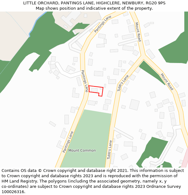 LITTLE ORCHARD, PANTINGS LANE, HIGHCLERE, NEWBURY, RG20 9PS: Location map and indicative extent of plot