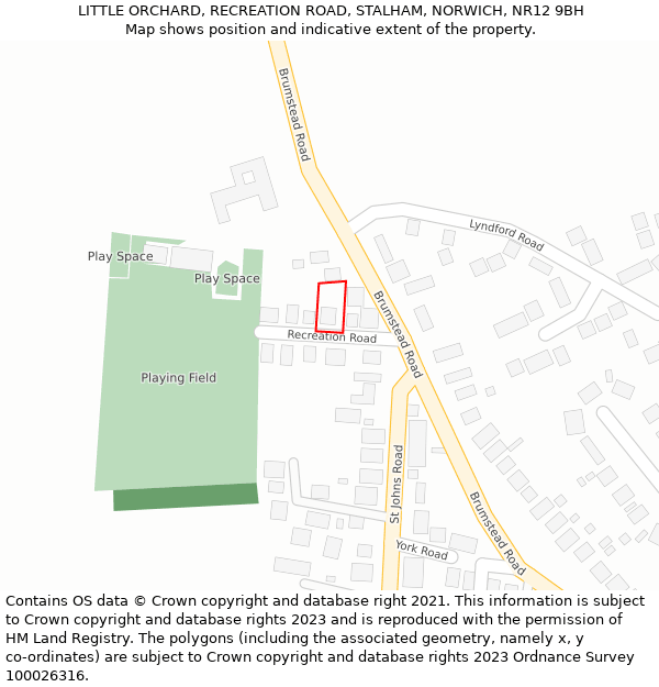 LITTLE ORCHARD, RECREATION ROAD, STALHAM, NORWICH, NR12 9BH: Location map and indicative extent of plot