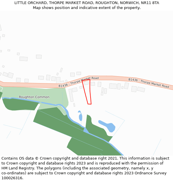 LITTLE ORCHARD, THORPE MARKET ROAD, ROUGHTON, NORWICH, NR11 8TA: Location map and indicative extent of plot