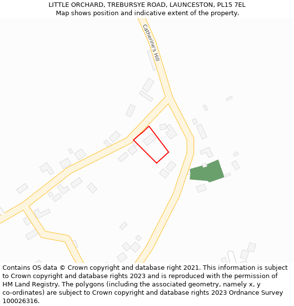 LITTLE ORCHARD, TREBURSYE ROAD, LAUNCESTON, PL15 7EL: Location map and indicative extent of plot