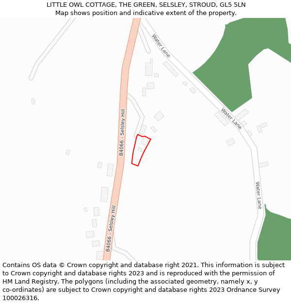 LITTLE OWL COTTAGE, THE GREEN, SELSLEY, STROUD, GL5 5LN: Location map and indicative extent of plot